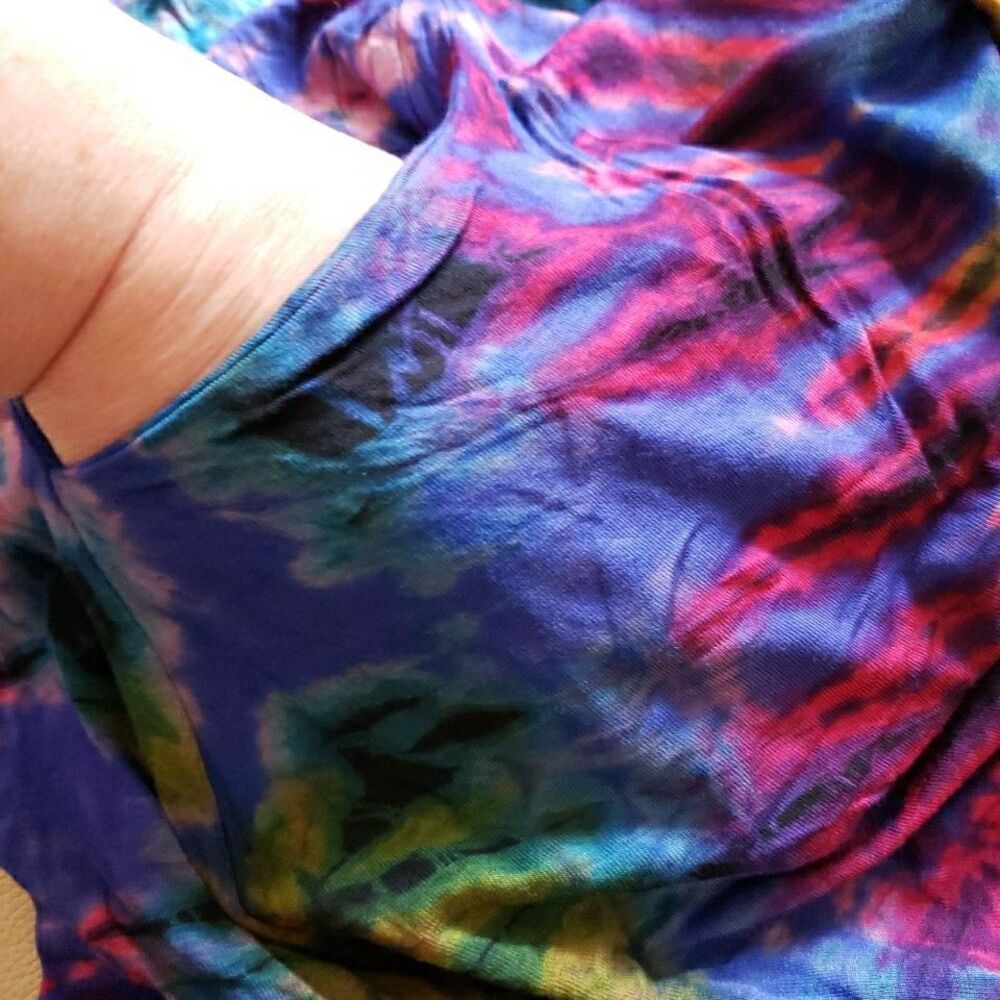 Tie Dye Sleeveless Sun Dress Pockets Summer Casual Loose Beach Cover Up Large XL - Picture 8 of 15